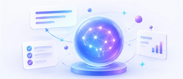 Voxoira Ask AI illustration: an assistant answering questions about your transcript