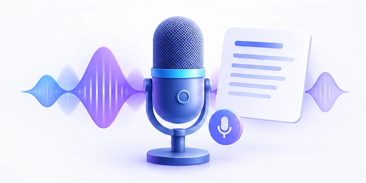 Voxoira voice-to-text illustration: speech turning into editable text